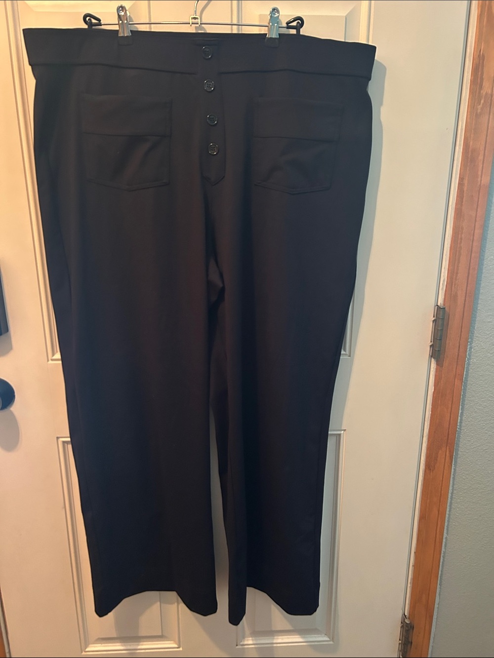 HALARA Black Faux Button-Front Trousers NWT